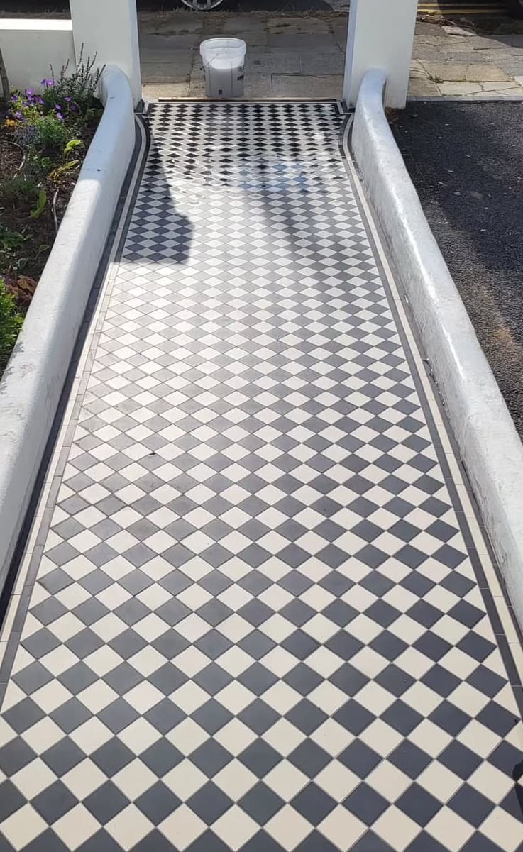 Geometric Victorian tiles in Hastings